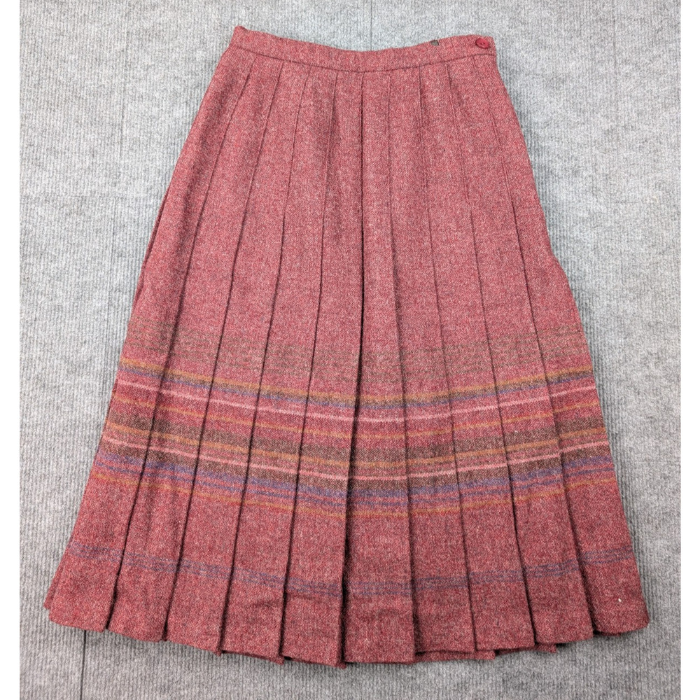 Edinburg Woollen Mill Skirt Suit Set Women 10 3 Piece Vintage Red Pleated Retro - Picture 3 of 16